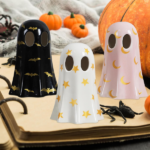 Halloween Decor Indoor, Set of 3 Ceramic Ghosts with Witch Hats, Cute Spooky Ghost Figurines for Mantel, Shelf & Tabletop Decor, Halloween Decorations - Image 8