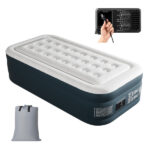 Twin Air Mattress with Built-in Pump, 18in Raised Comfort Blow up Mattress, Double Chamber Airbed, 2min Quick Inflation/Deflation Inflatable Mattress for Home Guests Camping, Gray & White - Image 3