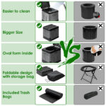 Portable Toilet with Carry Bag Foldable Emergency Toilet with Lid Trash Bags Camping Toilet Foldable Toilet for Car Indoor Outdoor Commode Travel Toilet Portable Toilet for Camping,Tent,Hiking,Boating - Image 9