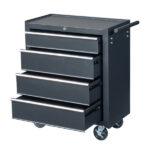 Single-bottom cabinet 4-draw, steel, black 330lb instrument cart, storage room