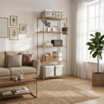 5-layer display rack with adjustable layer spacing, plug-in deformable structure, adjustable feet, made of iron, 54*29*150cm, powder-coated high-gloss gold finish - Image 10
