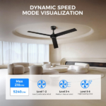 52 inch Modern Ceiling Fan with Lights,Remote Control, 3 Plywood Blades,6-Speed,Dimmable, Noiseless Reversible DC Motor,Indoor/Outdoor Ceiling Fan for Living Room Bedroom patio, 3D-X3[Unable ship on weekends, TK/TEMU only for pickup, only TX10643 warehouse supports GOFO] - Image 12