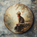 CIFbuy Vintage Tabby Cat Wall Art, "" Tabby Cat Wall Art, Wall Art, Round Kitten Plaque with Waterfall Stream TikTok, Temu Self-pickup Logireics - Image 6