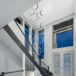 14 Ring High Ceiling Chandelier Foyer, Black Modern LED Large Staircase Long Chandeliers Light Fixture with Remote for Entryway Living Room - Image 5