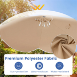 10 Ft Solar Powered Patio Umbrella with 24 LED Lights, Beige Outdoor Market Umbrella - Image 10