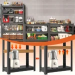4-Tier Adjustable Metal Storage Shelving Unit, Black Heavy Duty Kitchen Organizer for Home Space Saving - Image 4