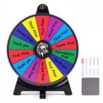 14-Slot Customizable Spinning Prize Wheel with Foldable Stand, Rewritable Tabletop Fortune Wheel - Multicolor