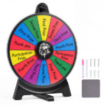 14-Slot Customizable Spinning Prize Wheel with Foldable Stand, Rewritable Tabletop Fortune Wheel - Multicolor - Image 5