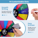 14-Slot Customizable Spinning Prize Wheel with Foldable Stand, Rewritable Tabletop Fortune Wheel - Multicolor - Image 6