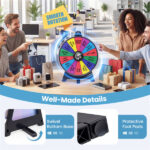 14-Slot Customizable Spinning Prize Wheel with Foldable Stand, Rewritable Tabletop Fortune Wheel - Multicolor - Image 8
