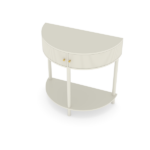 Artisan-Crafted Wave-Pattern Demi-Lune Console Table with Creamy White Finish,Unique Half Moon Design End Table with 2 Storage Drawers and Bottom Shelf for Living room, Bedroom, Study, Hallway - Image 3