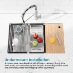 Stainless Steel Kitchen Sink, 36″x19″ Single Bowl, Undermount Handmade Sink in Brushed, with Cutting Board, Colander, Grid[Unable ship on weekends, TK/TEMU only for pickup, only TX10643 warehouse supports GOFO] - Image 9