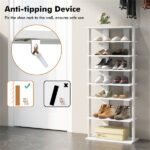 7-Tier Double-Row Shoe Rack with Adjustable Shelves, Anti-Tipping Narrow Storage Rack for Entryway Closet-White - Image 9