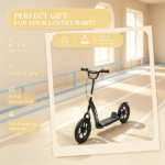 Black Kids Kick Scooter 5-12Y – for Park & Neighborhood Riding, Non-slip Deck, Big Wheels with Safe Rear Brake - Image 5