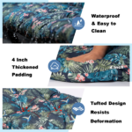 Outdoor Bench Cushion, 60 × 20 × 4 Inch, Tufted Waterproof Swing Cushion with Ties, for Patio Bench or Window Seat - Image 3