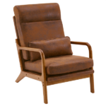 Same Code 28822889 High Back Solid Wood Armrest Backrest Iron Frame Bronzing Cloth Indoor Leisure Chair Orange