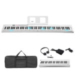 GPP-106 88 Key Folding Piano Semi-Weighted Standard Keyboards Digital Piano with MIDI Bluetooth, Handbag Headphone for Piano Lover White color - Image 2