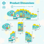 11-in-1 Dinosaur Activity Wall Busy Board Panels-- Wooden Sensory Toy-Green - Image 2