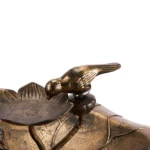 50*50*86cm Ancient Bronze Resin Bird Bath With Lotus Edge & Feeder Tray - Image 6