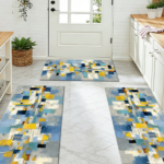 Three-piece kitchen rug set, non-slip and washable, abstract pattern kitchen hallway rug, soft and comfortable, suitable for sinks, floors, entrances, hallways and bathrooms. - Image 11