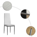 4pcs backrest cushion horizontal sewing decoration PU leather dining chair round tube white cushion gray leg N201 Replace encoding 13029116 - Image 11