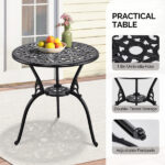 3 PCS Outdoor Bistro Set, All-Weather Cast Aluminum Butterfly Bistro Table and Chairs Set of 2, Patio Bistro Set for Backyard, Garden, Balcony Black - Image 9