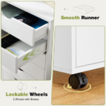 5 Drawer Storage Cabinet with Wheels for Bedroom, Home, Office Organization, White - Image 4