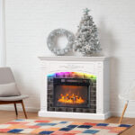 43" Shaker White Fireplace Media Console, Single Mantel with RGB Lights for 18" Fireplace Insert - Image 7
