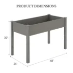 Bed - Cedar Planter with Non-Woven Liner, Bottom Drainage, 30-Inch Height, 48 x 24 x 30 in Sizes for Outdoor Plants Gray (Shipment from Walmart) - Image 2