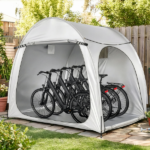 6.8x4.9FT Light Gray Arched Bicycle Storage Shed, 210D PU Silver Coated Oxford, Black Fiberglass Rod Frame, Front&Side Dual Doors, Inner Storage Bag & Portable Carry Bag - Image 15