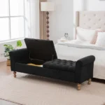 65.75" Wide Modern Upholstered Storage Bench With Double Lids - Image 6