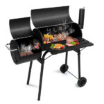 Barrel Charcoal Grill with Offset Smoker, All Metal Outdoor Smoker with Side Table and Wheels for Outdoor Garden Patio and Backyard Cooking - Image 2