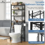 Over Toilet Bathroom Organizer, 4-Tier Adjustable Storage Rack, Space-Saving Shelf for Tight Areas, Black (Shipment from Walmart) - Image 5