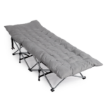 Folding Camping Cot Bed with Soft Pad, Portable Outdoor Cot, Adults Sleeping Bed for Home Office Nap Beach Travel, Gray - Image 13