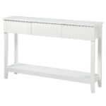 Modern Console Table with 3 Drawers and Open Storage Shelf, Entryway Table Narrow Long Sofa Table Hallway Foyer Table Behind Couch Table, White - Image 11