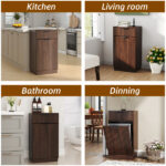 10-Gallon Woodgrain Tilt-Out Trash Can Cabinet Wooden Garbage Recycling Cabinet with Wave-Textured Hideaway Drawer&Pull-Out Bin-Multipurpose Kitchen/Bath Organizer in Walnut Finish - Image 15