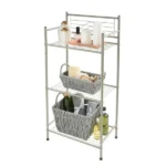 3 Shelves Tiered Bathroom Storage Rack in Satin Nickel - Image 4