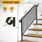 [Same Code 81504920 40310676]Artisasset Matte Black Outdoor 4 Level Iron Handrail - Image 19