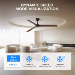52 inch Modern Ceiling Fan with Lights,Remote Control, 3 Plywood Blades,6-Speed,Dimmable, Noiseless Reversible DC Motor,Indoor/Outdoor Ceiling Fan for Living Room Bedroom patio, 3D-X3[Unable ship on weekends, TK/TEMU only for pickup, only TX10643 warehouse supports GOFO] - Image 3