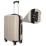 ABS Trolley Case 20in 24in 28in 3PCS Suitcase Set Striped Textured Suitcase Champagne Gold - Image 5