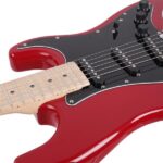 ST Stylish Electric Guitar with Black Pickguard Red - Image 14