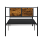 Twin XL Size metal bedframe,Headboard with wood panel decoration,black - Image 5