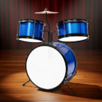 14"x10" 3-Pieces Junior Kids Drum Set Kit Pedal Drum Stick Wrench Drum Stool Dark blue - Image 12