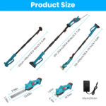 3 In 1 Multifunctional Mini Hedge Trimmer & Grass Shear Electric Cordless Handheld Hedge Trimmer with 90° Rotatable Head Telescopic Extension Pole Gloves Goggles 2Pcs 21V Batteries - Image 9