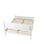 Queen Single Bunk Bed Painted + Melamine Veneer & Pine + MDF Bed Frame Vertical Striped Decorative Bed Frame 63.78*83.46*37.8in White - Image 14