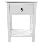 Nightstand Modern End Table, Side Table with 1 Drawer and Storage Shelf, White - Image 6