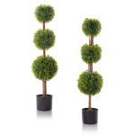 2pcs green 115cm three-ball boxwood PVC artificial tree - Image 3