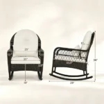 Heavy Duty PE Wicker Patio Rocking Chair 400LBS, Outdoor Rocker with Removable Washable Sponge Cushions Anti-Tip Stoppers for Porch Balcony -White - Image 7