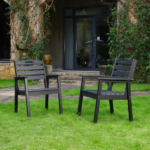 HDPE Outdoor Terrace Dining Chair Set, low maintenance - for gardens, backyards and decks - Black (backrest) - Image 6