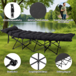 Same Code 17997929 Folding Camping Cot Bed with Soft Pad, Portable Outdoor Cot, Adults Sleeping Bed for Home Office Nap Beach Travel, Black - Image 7